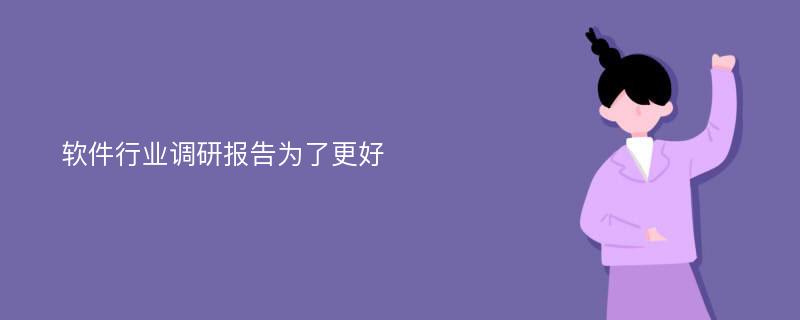 软件行业调研报告为了更好